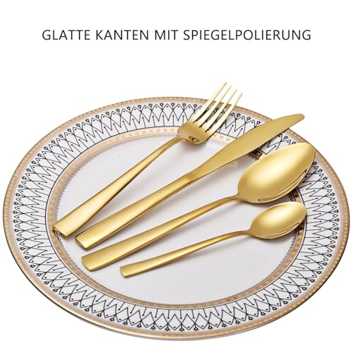OTTO KONING Besteck-Set Leipzig, Gold, Edelstahl, 24-teilig für 6 Personen – Ansicht 3