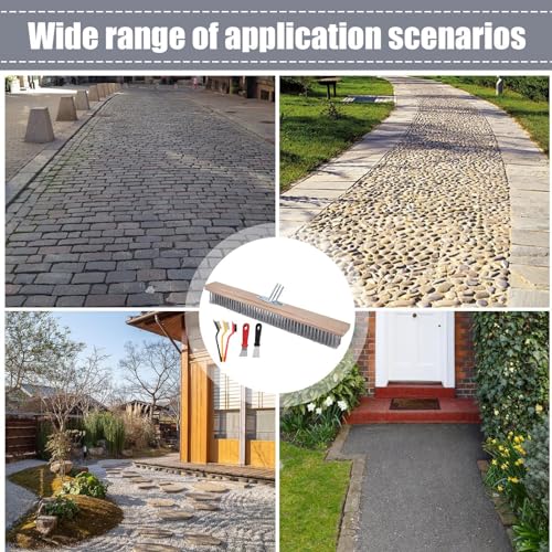 Terrassenbesen – Gartenbesen aus Stahl, steife Borstenbesen | Edelstahlborsten Push-Besen, robuste Stahl-Besen, robuste Metallhalter-Besen für Garage, Deck, Küche, Betonböden – Bild 6