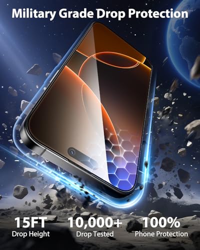 Image of Mkeke for iPhone 16 Pro Screen Protector 3 Pack, [9H+ Hardness] [Military-Grade Drop Protection] [Sensitive Touch] [Easy Installation] [HD Clear] Full Edge Coverage Tempered Glass