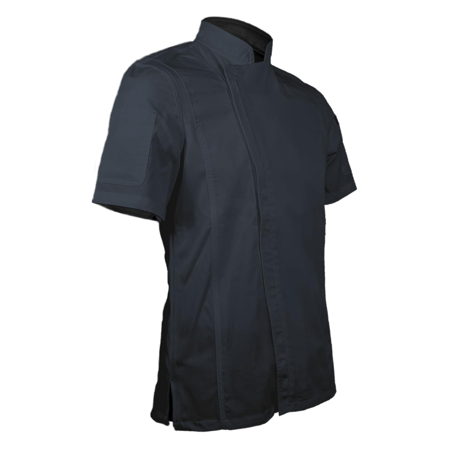 ChefsCloset Short Sleeve William Chef Coat Mens Modern Zipper Chef Jacket (S, Pewter)