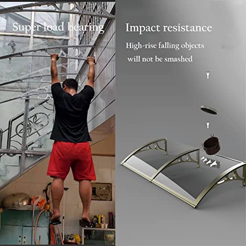 Front Door Canopy, Outdoor Window Awning Waterproof Polycarbonate Roofing Rain Shelter Aluminum Bracket Garden Patio Porch Shade Cover (Color : A, Size : 120X300Cm(47.2X118In)) #TOP3