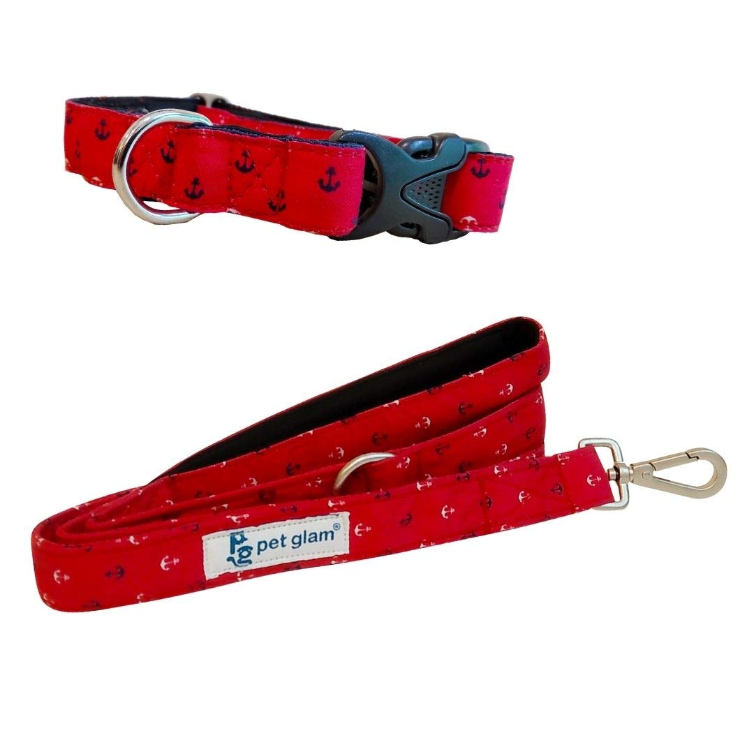 Pet Glam Anchor Red ComFurt Collar Leash Set -for Beagles Labradors GSD Retrievers Indies (B09197M92K) Amazon Price History, Amazon Price Tracker
