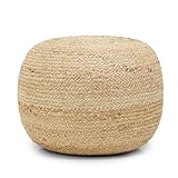 REDEARTH · Jute Circular Jute Pouf Ottoman - Braided Pouffe Accent Sitting Round Footrest for Living Room, Bedroom, Nursery, kidsroom, Patio, Gym; 100% Jute (19.5'X19.5'X14'; Jute Natural)