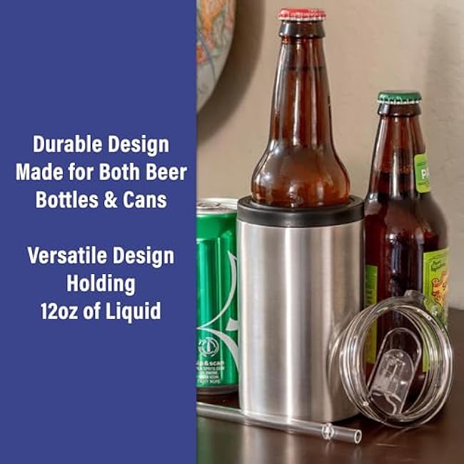 CouplaBeers Couple Of Beers Funny Prescription RX Bottle Gag 12oz Stainless Steel, Vacuum Insulated Can Cooler For Bottles and Cans