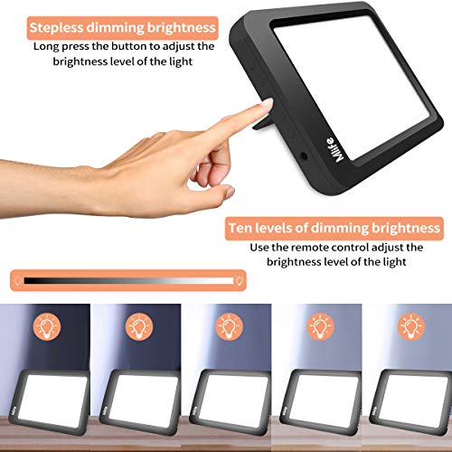 Mlife Light Therapy Lamp - 10000 LUX LED Dimmable Brightness Levels and 3 Color Therapy Light with Remote Control - Portable Sunlight Light Mimic Lamp, Black - Thumbnail 7