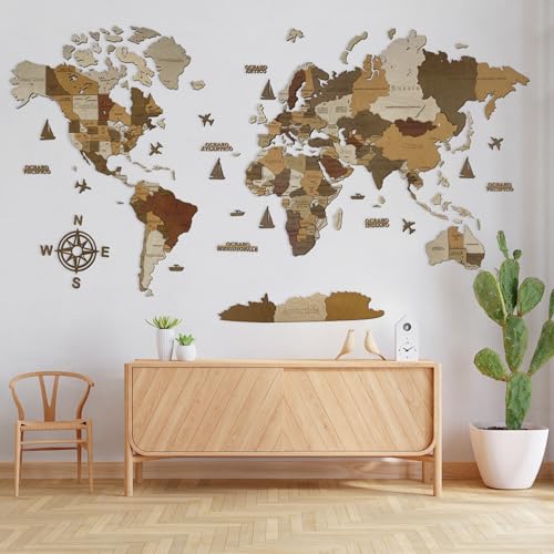 Mappa del mondo in legno (in Italiano) - Decorazione murale in 3D - Dimensioni della mappa (M, L, XL) - Arte da parete per la casa (CALIFORNIA, M (120 x 62 cm) Mappa del mondo in legno (in Italiano) - Decorazione murale in 3D - Dimensioni della mappa (M, L, XL) - Arte da parete per la casa (CALIFORNIA, M (120 x 62 cm)