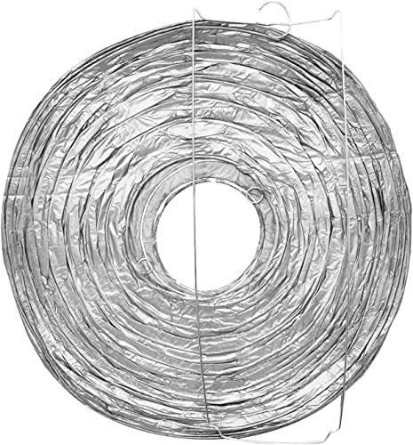 Image of Mudra Crafts Silver Gold Paper Lanterns Wedding Party Decorations - 12 in 10 Round Hanging Ceiling Lanterns, 10 Pack, Decorative Lamp Shades