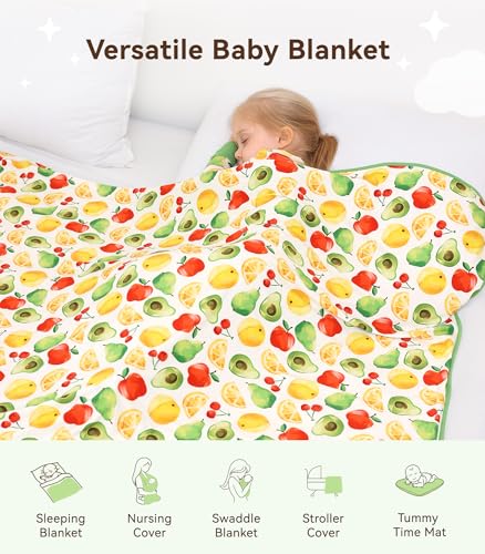 Image of Premium Baby Blankets, Soft Viscose from Bamboo Blanket for Boys and Girls, Nursery Crib Bedding Quilt for Newborn and Toddler, Cooling for Hot Sleepers, 50'' x 50'' Fruit