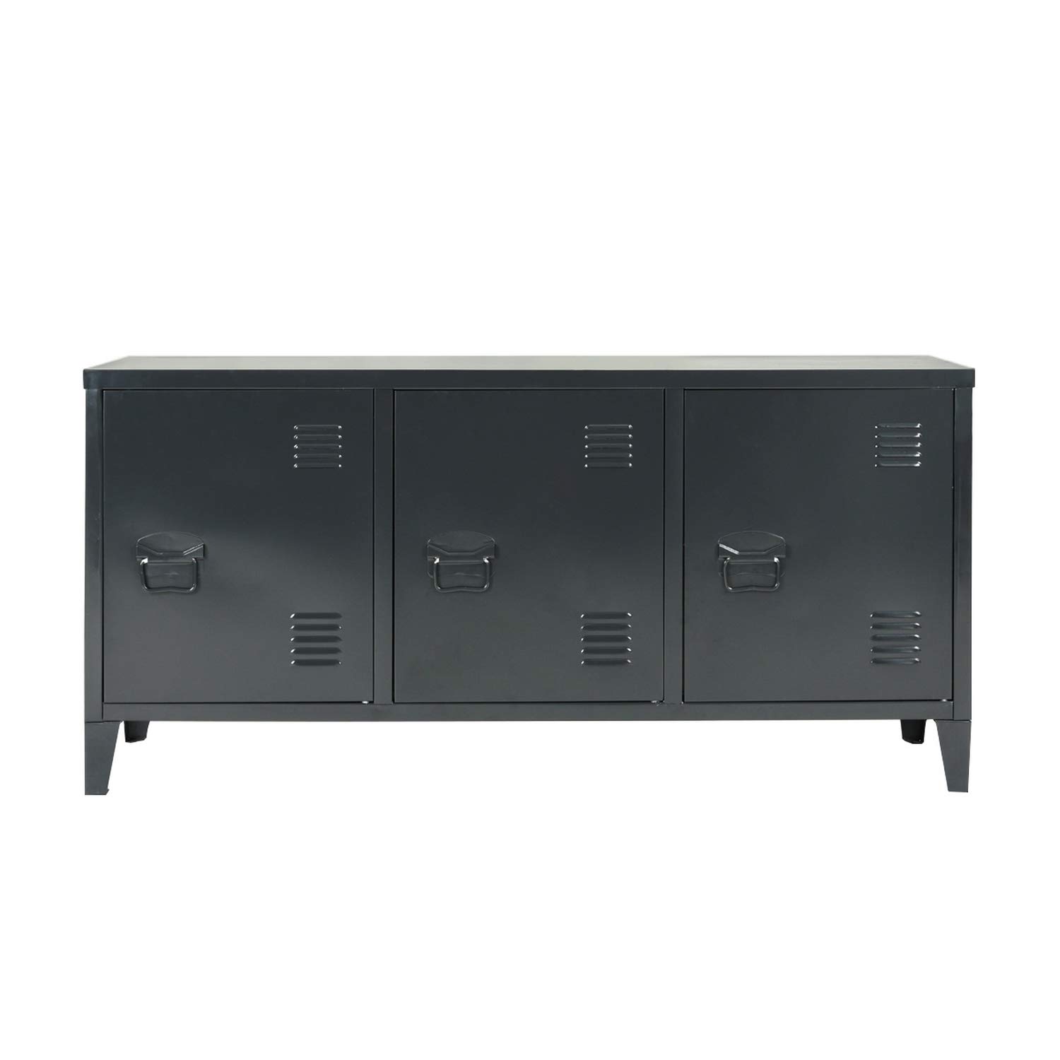 Homy Casa Metal Locker Storage Cabinet 3 Tier Shelves Removal with Magnetic Door for Teens Video Game Bedroom Black