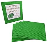 Green Plastic Brick Building Base Plate (4 Pack), LEGO Compatible Baseplate 10
