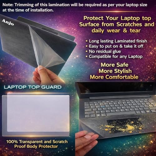 Image of Anjo 3in1 Combo of 14 Inch & 16:10 Display Aspect Ratios Laptop Screen-Guard, Laptop Back Side (Lid) & Trackpad Area Skin (Transparent)