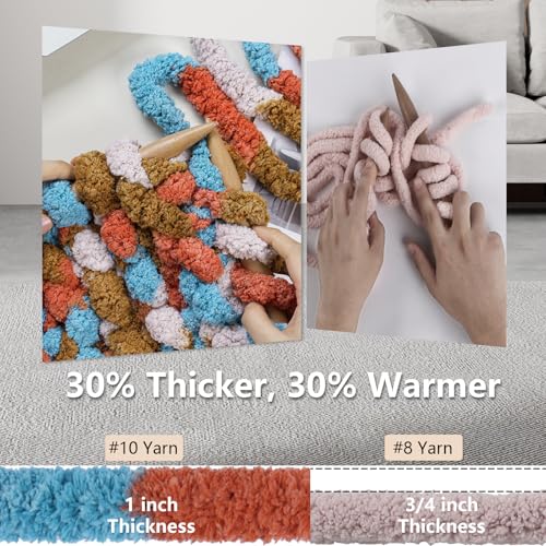 Image of Cozyful Chunky Yarn for Hand Knitting - #10 Chunky Chenille Blanket Yarn, Jumbo Big Thick Chunky Yarns for Crocheting, Tie Dye Bulky Knit Yarns, 8 Skein (20 yds 8 oz Each Skein), Orange&Mustard&Beige