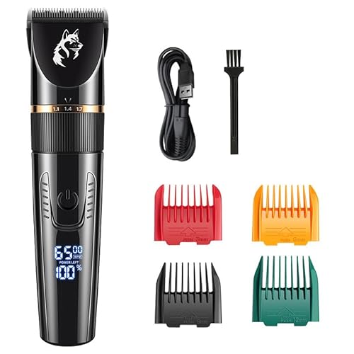 JUUMIIY ペット用バリカン 犬・猫用 デリケートゾーン専用設計 LEDライト搭載 2段速度切り替え TYPE-C充電 LEDディスプレー 自宅サロン級トリミング 軽量・静音・低振動 コードレスバリカン 足底/肉球間/耳裏/肛門周囲/顔周り 細部トリミング対応 (黒)