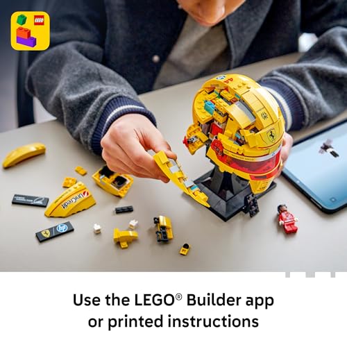 Image of LEGO Editions Scuderia Ferrari HP Lewis Hamilton Helmet - Building Set for Teens, Ages 14+ - Collectible F1 Display - Bedroom or Home Office Decor - Gift for Racing Fans - 43022