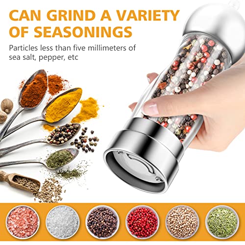 Pepper And Salt Grinder Set, Refillable Acrylic Pepper Mill Set, Easy To Adjust The Coarseness- 6 Inches (Silver) #TOP4