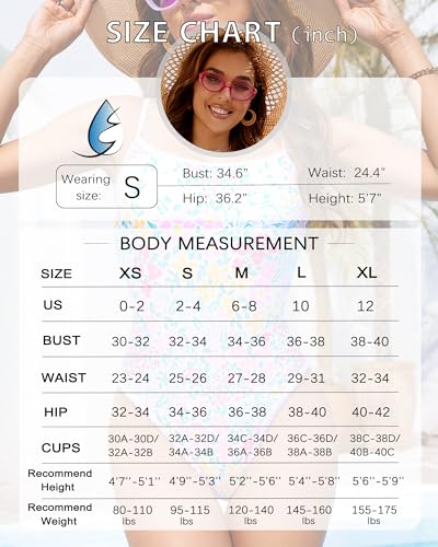 Image of Jolefille Womens One Piece Swimsuit Tummy Control Modest Bathing Suit Teen Girls Swim Suit Cute Floral Swimwear