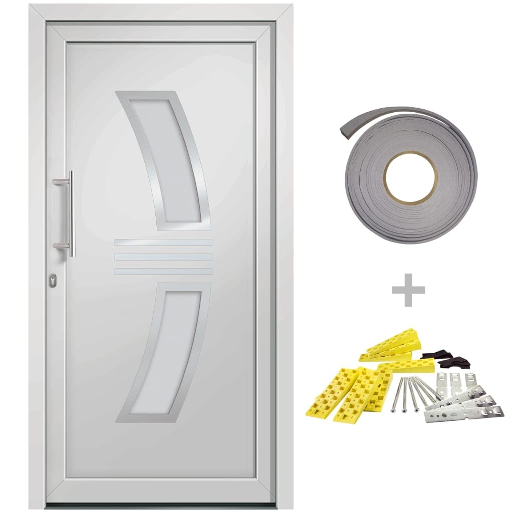 Gecheer Porta di Ingresso in PVC, Portoncino Esterno Blindato per Negozio, Balcone, Casa - Bianca 108x200 cm