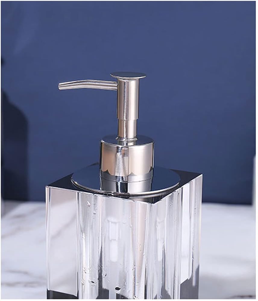 Hand Soap Bottle Crystal with Stainless Steel Pump Emulsion Dispenser Bottle Suitable for Kitchen Bathroom Accessories Countertop Lotion Shampoo Bath Soap，B