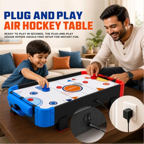 Image of Lifelong Cuppy Air Hockey Table for Kids | Electric Powered with 2 Strikers & 4 Pucks | Plug & Play Durable Board with Air Vents &12V Motor | BIS Certified Indoor & Outdoor Fun Game
