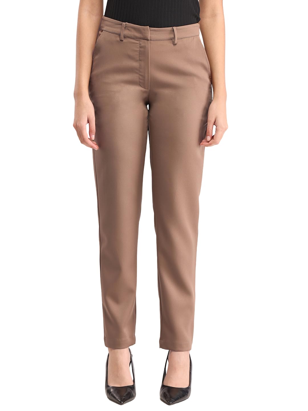 fablestreet Women's Formal Trousers | Mid-Rise Straight-Leg Design | Flat Front & Permanent Crease | Polyester Lycra Fabric | Office Wear & Business Meeting-picture-14