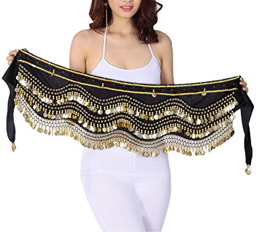 Lauthen.S 248 Coins Belly Dance Hip Scarf Tribal Belt Halloween Gypsy Costume Accessory