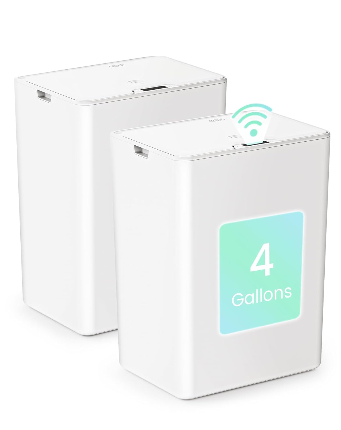 Cesun 2 Pack 4 Gallon Bathroom Trash Can with Lid, Small Automatic Trash Can, Touchless Motion Sensor Garbage Can, White Plastic Waste Basket for Bathroom, Bedroom, Toilet, Office, Rv 2 Pack White