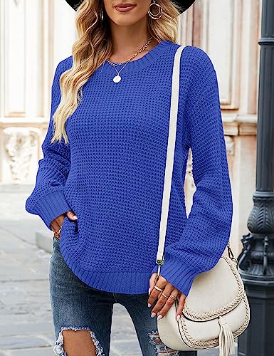 Image of MEROKEETY Women's Winter Fall Long Sleeve Tunic Sweaters 2026 Casual Trendy Crew Neck Waffle Knit Pullover Tops Jumper
