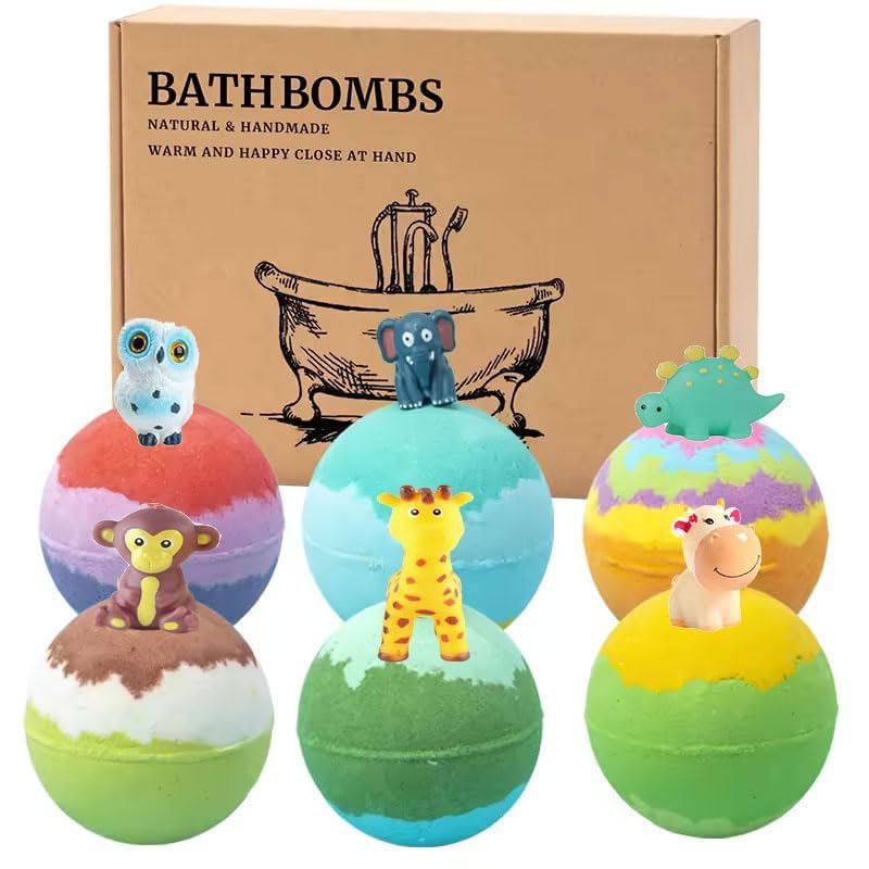Seychelles Bubble Bath Bombs for kids with Toy Inside, Fun Spa bathing, Rich Bubbles (100gm Each), SLS Free, Coconut Based Product, Safe Kids 2+