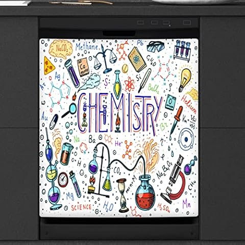 Chemistry Formulas Dishwasher Magnetic Cover Kitchen Decor Letter Front Dishwasher Refrigerator Magnetic Cover Sticker Appliance Decorative Cover 23 x 26 Inches Cover