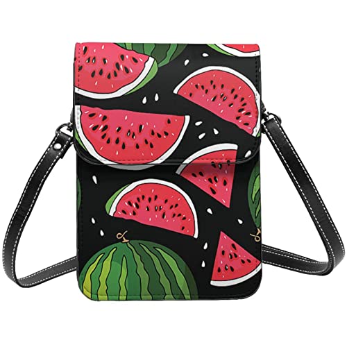 Sac à bandoulière pastèque noir en cuir pour téléphone portable