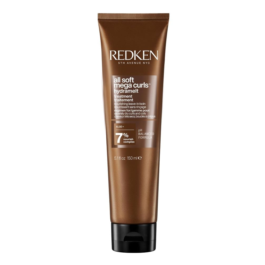 Redken Leave-In Haarcreme für lockiges oder krauses Haar, Belebt und hydratisiert trockenes Haar, Mit Aloe Vera, All Soft Mega Curls Hydramelt, 150 ml