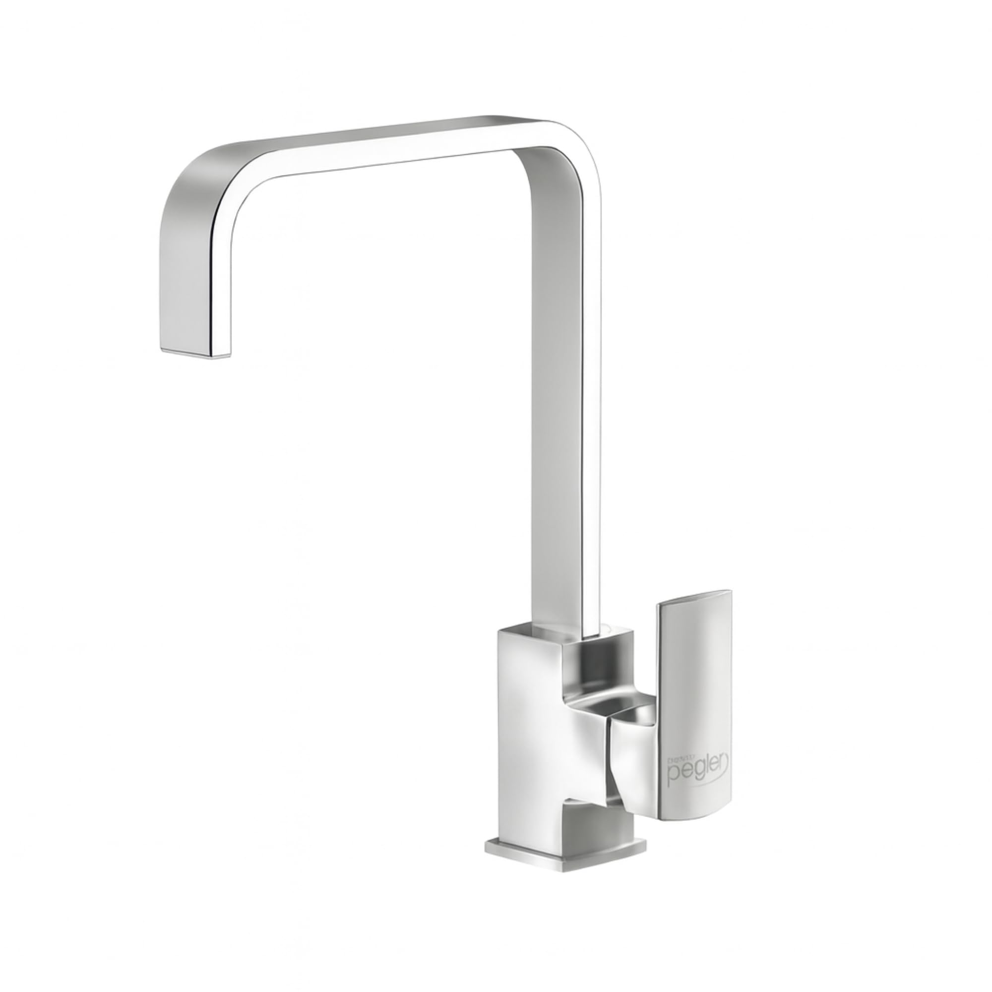 Xcel Home Silver Manta Kitchen Mixer Tap – Chrome | Single Lever Square Spout | Modern Deck Mounted Tap (No Tails Included)