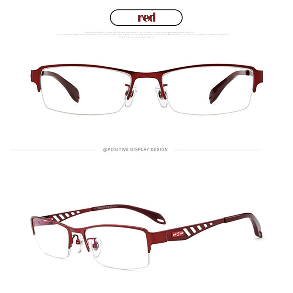 RXBFD Gafas progresivas de Lectura con Bloqueo de luz Azul multifocal, Lectores de Juegos de computadora de Media llanta Anti Rayos Azules de Metal, Spring Bisagras Lectores Hombres y Mujeres
