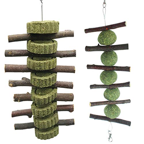 POPETPOP 2 Pcs Coelho Mastigar Brinquedos OrgÃ¢nicos MaÃ§Ã£ Madeira Mordendo Varas Molares Jogando P
