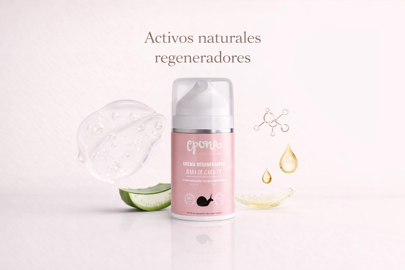 EPONA Crema Regeneradora BIO Baba de Caracol con Aloe Vera y Aceites Naturales – Hidratación y Luminosidad – Cosmética Natural Certificada – 50 ml
