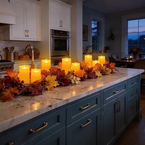 Image of Flameless Candles 4 inch 5 inch 6 inch Set of 3 Outdoor Indoor Ivory Pillars Battery Operated Flickering Candles with Cozy Climbing Flame Effect, 8-Key Remote Timer, Plastic LED Candles for Wedding Decor