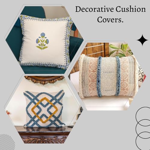 Image of Digital Print Cotton Canvas Throw Pillow Cover for Sofa | 18 X 18 Inch Decorative Pillow Cases for Home Decore | Boho Pillow Case for Living Room and Bed Room (Set of 1, 18 * 18)