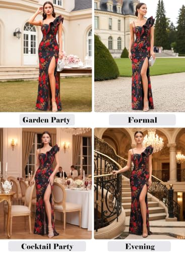 Image of VFSHOW Womens Ruffle One Shoulder Formal Prom Gala Maxi Dress Evening Gown