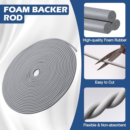 Image of Coitak 1 /4 Inch x 100 FT Backer Rod Foam Rubber Caulk Saver | Foam Backer Rod, Concrete Expansion Joint Filler, Weather Strip Seal, For Gaps and Joints