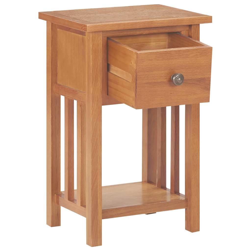 Table porte-revues en bois massif de chêne avec tiroir et étagère 35 x 27 x