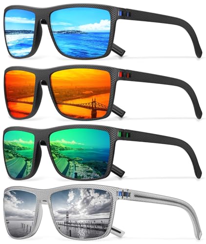 Image of Square Polarized Sunglasses for Men Vintage Style Driving Travel Sun Glasses Lightweight Frame UV Protection Eyewear