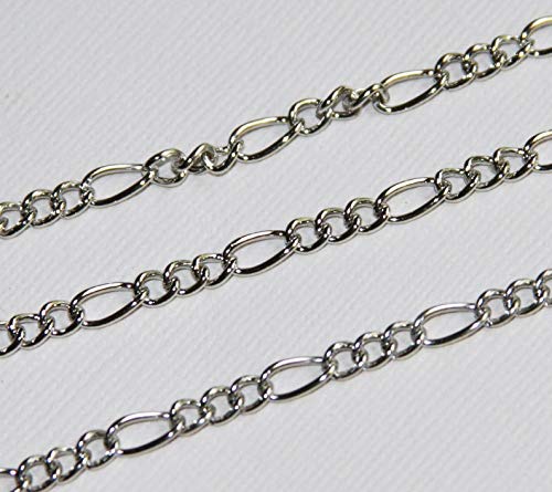 15 ft of Antique Silver Figaro Chain 5x8.6mm - Open Link