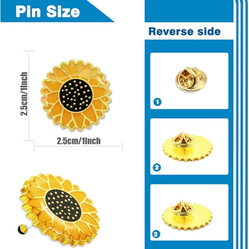 Image of 20 /Pieces Cute Sunflower Enamel Lapel Pin Bluk Sunflower Brooch Gifts Men Women Clothes Bags Hats Accessories for Backpack Yellow Flower