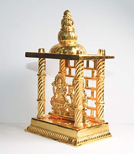 Estatua de Lakshmi y Ganesha Dorada 4.5 pulg miniatura 3