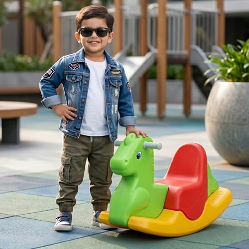 Image of Toyzone 2 in 1 Rocking Horse Ride On| Baby Rocker with Comfortable Seat & Back Support | Durable Child-Safe Design | Smooth Rocking Base | Indoor Play Toy | 1-4 Years