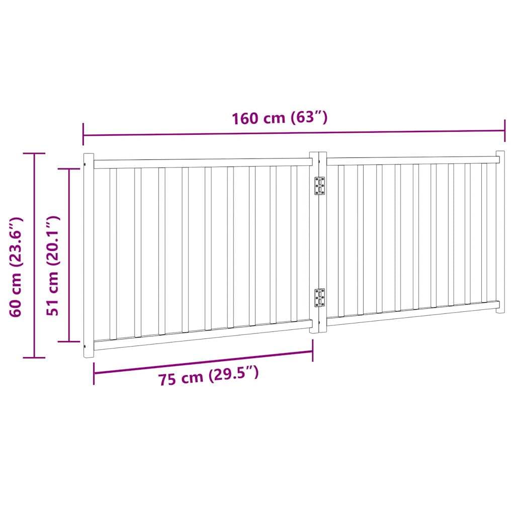 2-TLG. faltbares Hundetor aus massivem Tannenholz, Weiß, 160 cm, ohne Bohren montierbar, platzsparend zusammenfaltbar für Wohnzimmer, Küche und Treppe