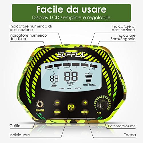 SUFFLA Rilevatore di metalli mimetico per adulti e...