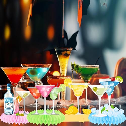 Image of Cocktail Theme Honeycomb Centerpieces Margarita Birthday Party Decorations Margs & Matrimony Bachelorette Party Centerpiece Decoration for Cocktail Martini Themed Party Mexican Fiesta Supplies
