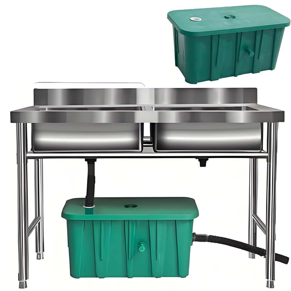 Zbiornik na tłuszcz, 9-stopniowy filtr filtracyjny, 65 x 35 x 31 cm, separator filtra oleju pod zlewem, do restauracji, kawiarni, fabryki, syfonu kuchennego