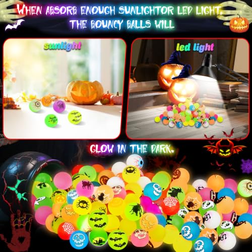 Image of 50 PCS Halloween Party Favors, Halloween Glow in The Dark Bouncy Balls | Trick or Treat Goodie Bag Fillers, Halloween Glowing Bouncy Balls Toys for Halloween Party Supplies, Party Favors
